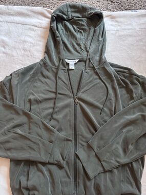 Athleta Olive Zip Hoodie with Drawstring